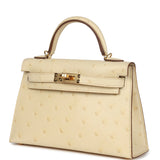 Hermes Kelly Sellier 20 Vanille Ostrich Gold Hardware