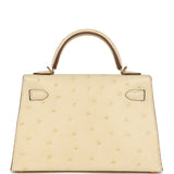 Hermes Kelly Sellier 20 Vanille Ostrich Gold Hardware