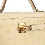 Hermes Kelly Sellier 20 Vanille Ostrich Gold Hardware