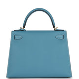 Hermes Kelly Sellier 28 Blue Jean Epsom Gold Hardware