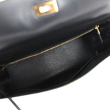 Vintage Hermes Kelly Retourne 32 Black Box Gold Hardware