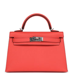 Hermes Kelly Sellier 20 Rose Texas Epsom Palladium Hardware