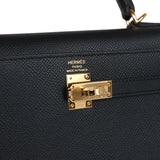 Hermes Kelly Sellier 25 Black Epsom Gold Hardware