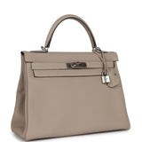 Pre-owned Hermes Kelly Retourne 32 Gris Tourterelle Togo Palladium Hardware