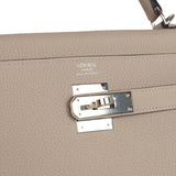 Pre-owned Hermes Kelly Retourne 32 Gris Tourterelle Togo Palladium Hardware