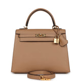 Hermes Kelly Sellier 25 Chai Epsom Gold Hardware