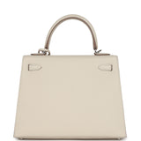 Hermes Kelly Sellier 25 Craie Epsom Palladium Hardware