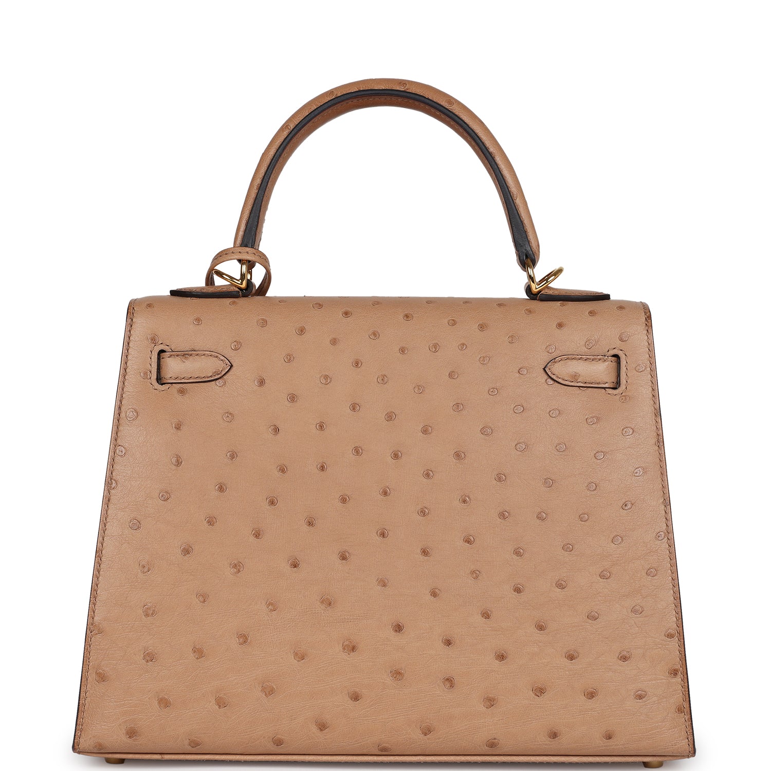 KELLY SELLIER 25 BAG IN PALE GRAY OSTRICH LEATHER WITH SILVER HARDWARE