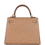 Hermes Kelly Sellier 25 Chai Ostrich Gold Hardware