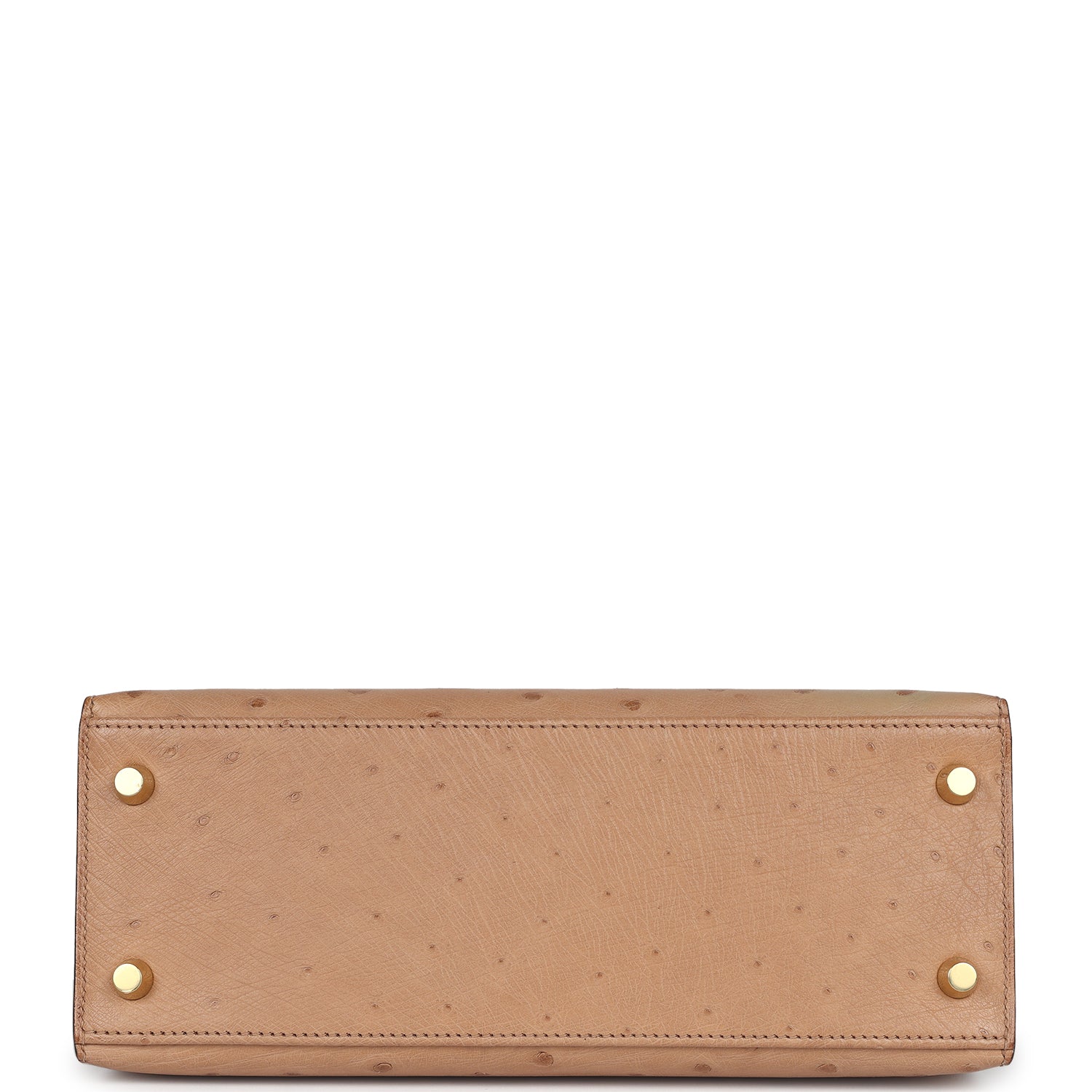 KELLY SELLIER 25 BAG IN PEACAN BROWN OSTRICH LEATHER WITH GOLD RHINSTONES