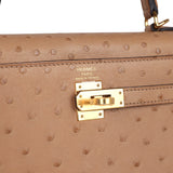 Hermes Kelly Sellier 25 Chai Ostrich Gold Hardware