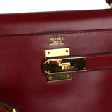 Vintage Hermes Kelly Retourne 32 Rouge H Box Gold Hardware