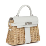 Hermes Picnic Kelly 20 White Swift/Osier Wicker Palladium Hardware