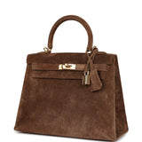 Vintage Hermes Kelly Sellier 25 Brown Doblis Gold Hardware