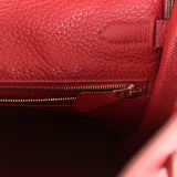 Pre-owned Hermes Kelly 35 Rouge Garance Clemence Gold Hardware