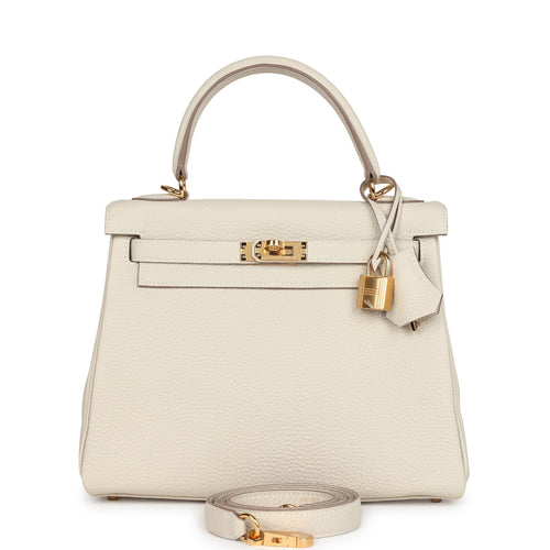 Hermes Kelly Retourne 25 Craie Togo Gold Hardware