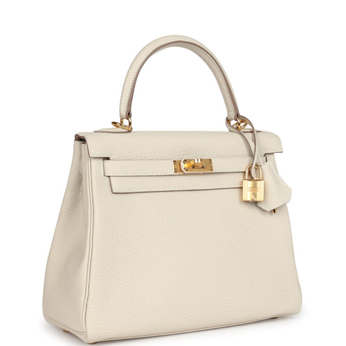 Hermes Kelly Retourne 25 Craie Togo Gold Hardware