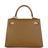 Hermes Kelly Sellier 25 Bronze Dorè Madame and Sable Shiny Niloticus Crocodile Touch Permabrass Hardware