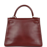 Vintage Hermes Kelly Sellier 28 Rouge Vif Box Gold Hardware