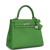 Hermes Kelly Retourne 25 Vert Yucca Swift Palladium Hardware