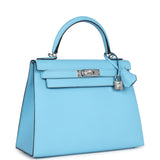 Hermes Kelly Sellier 28 Bleu Celeste Epsom Palladium Hardware