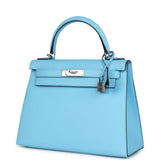 Hermes Kelly Sellier 28 Bleu Celeste Epsom Palladium Hardware