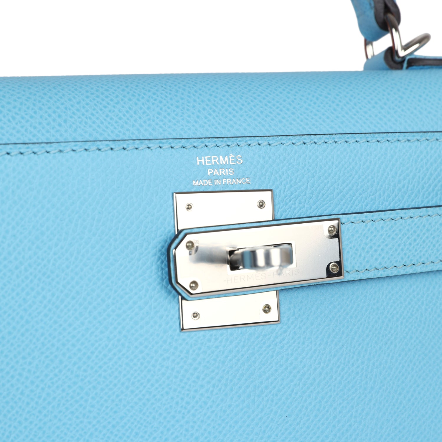 Hermes Kelly Sellier 28 Bleu Celeste Epsom Palladium Hardware