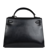 Vintage Hermes Kelly Sellier 28 Black Box Palladium Hardware