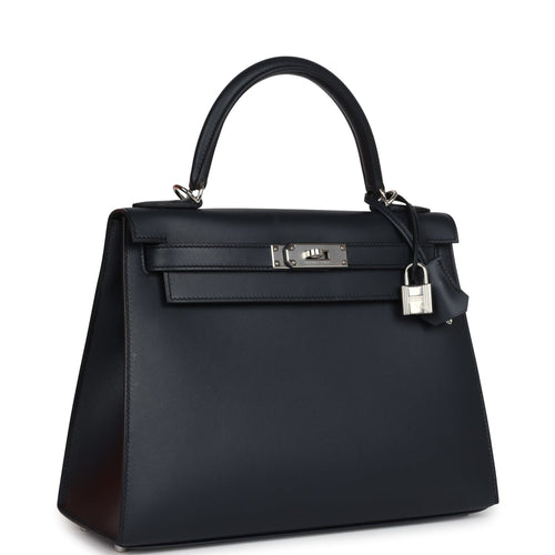 Hermes Special Order (HSS) Kelly Sellier 28 Bleu Obscur Verso Sombrero Palladium Hardware