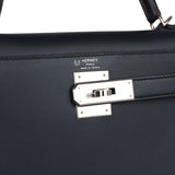 Hermes Special Order (HSS) Kelly Sellier 28 Bleu Obscur Verso Sombrero Palladium Hardware