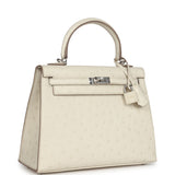 Hermes Kelly Sellier 25 Beton Ostrich Palladium Hardware