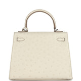 Hermes Kelly Sellier 25 Beton Ostrich Palladium Hardware