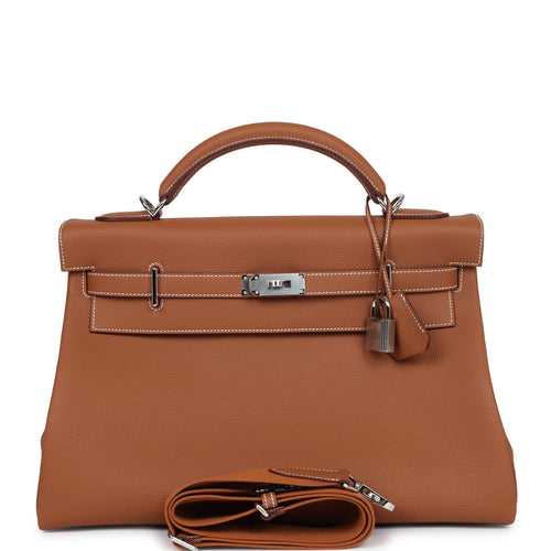 Hermes Kelly 42 Maxi Gold Togo Palladium Hardware