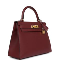 Hermes Kelly Sellier 28 Rouge H Epsom Gold Hardware