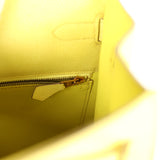 Pre-owned Hermes Kelly Sellier 35 Soufre Epsom Gold Hardware