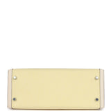 Hermes Kelly Sellier 28 Nata Swift and Jaune Citron Toile H Canvas Palladium Hardware