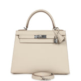 Hermes Kelly Sellier 28 Craie Epsom Palladium Hardware