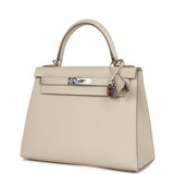 Hermes Kelly Sellier 28 Craie Epsom Palladium Hardware