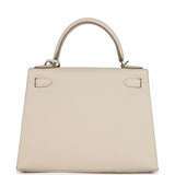 Hermes Kelly Sellier 28 Craie Epsom Palladium Hardware