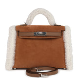 Hermes Teddy Kelly 20 Chamois Shearling and Swift Palladium Hardware