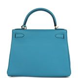 Pre-owned Hermes Kelly Retourne 28 Turquoise Togo Gold Hardware