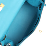 Pre-owned Hermes Kelly Retourne 28 Turquoise Togo Gold Hardware