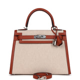 Hermes Kelly Sellier 28 Cuivre Swift and Ecru Toile H Palladium Hardware