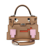 Hermes "Quelle Idolle" Picto Kelly Doll Chai/Mauve Sylvestre/Bleu Celeste/Terre Battue Epsom Palladium Hardware