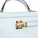 Hermes Kelly Sellier 20 Bleu Brume Chevre Gold Hardware