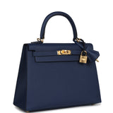 Hermes Kelly Sellier 25 Bleu Navy Epsom Gold Hardware