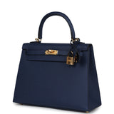 Hermes Kelly Sellier 25 Bleu Navy Epsom Gold Hardware