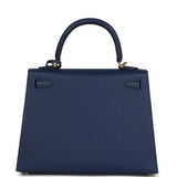 Hermes Kelly Sellier 25 Bleu Navy Epsom Gold Hardware