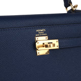 Hermes Kelly Sellier 25 Bleu Navy Epsom Gold Hardware