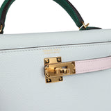 Hermes Kelly Sellier 20 Tri-color Gris Platine, Mauve Pale and Vert Moyen Epsom Gold Hardware